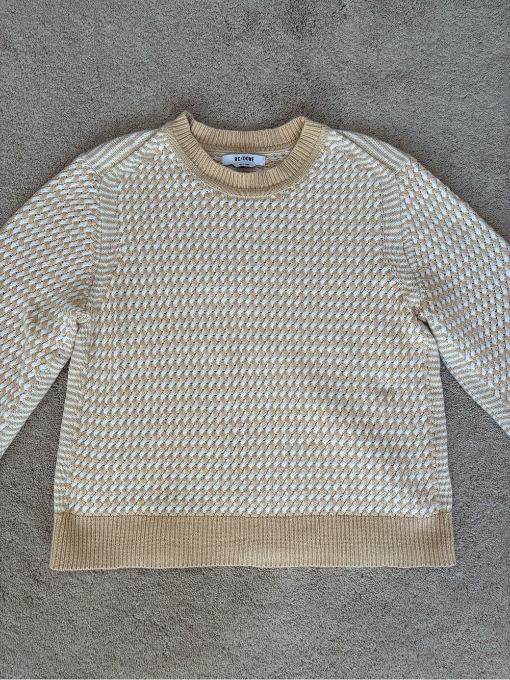 RE/DONE Textured Knit Sweater – Light Beige/Cream – Size S